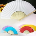 thumbnail image 4 of Yesbay Chinese Style Blank Folding Hand Held Bamboo Paper Pocket Fan DIY Craft Gift,Rose Red, 4 of 8