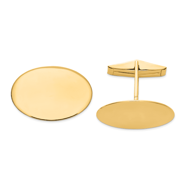 14k Yellow Gold Mens Oval Cuff Links Link Collar Stay For Dad Mens For Him