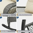 thumbnail image 2 of MRUAKA Outdoor Rocking Chairs Set of 3, Wicker Patio Furniture with Thickened Cushions and Table for Porch，350lbs Weight Capacity(Gray & Off-white), 2 of 7