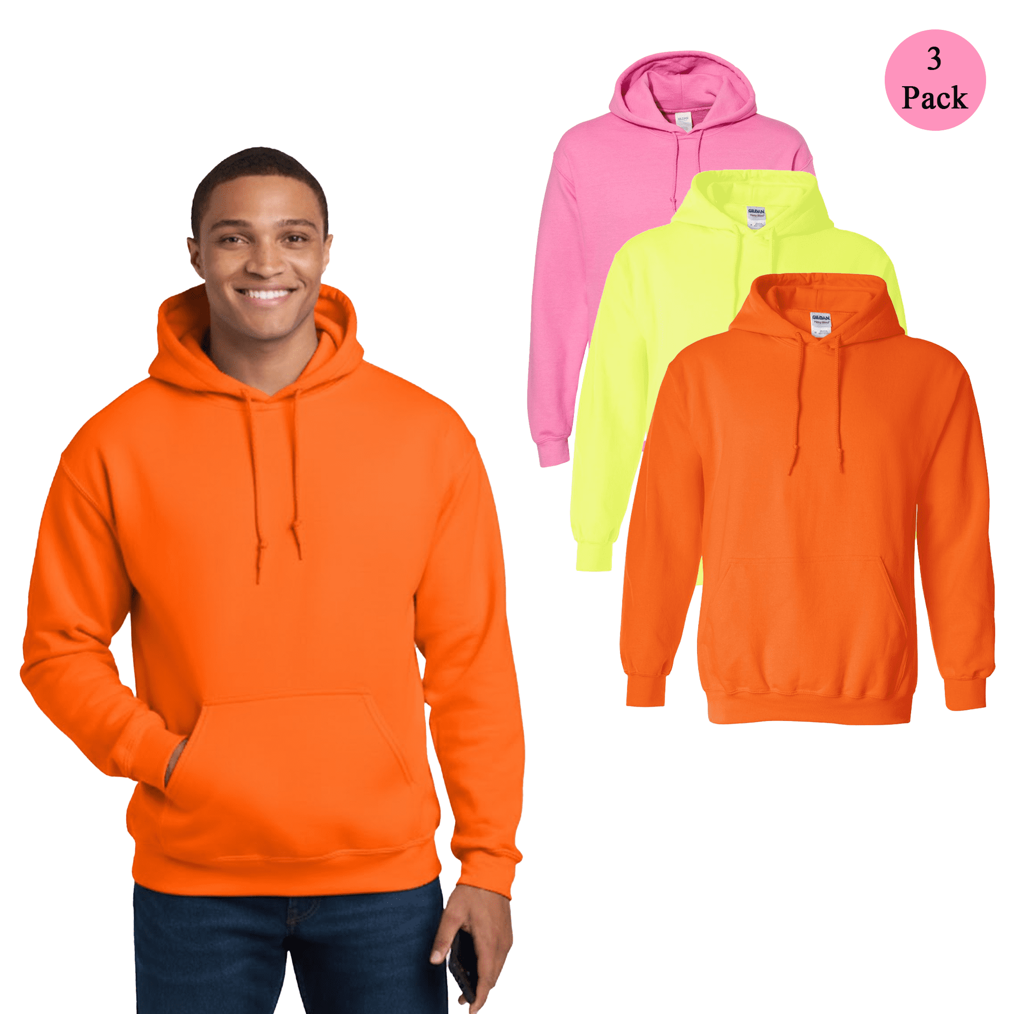 Felpa Con Cappuccio Unisex Gildan Heavy Blend: Tessuto Resistente 305 G/m², Colore Arancione Sicurezza, Taglia Small - 6