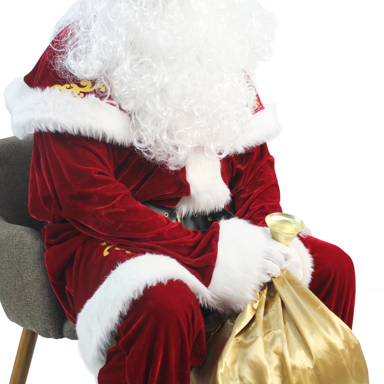 Deluxe Santa Suit 12PCS Mannen Kerst Volwassen Santa Claus Kostuum Kleding Herenkleding Pakken 