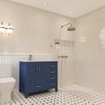 thumbnail image 2 of Ayna Decors Rooh 36 in Navy Blue Bathroom Vanity Set with White Quartz Countertop and Brass Faucet | Pop-Up Drain and P-Trap Included | Brushed Nickel Hardware | AVR36NB3022, 2 of 10