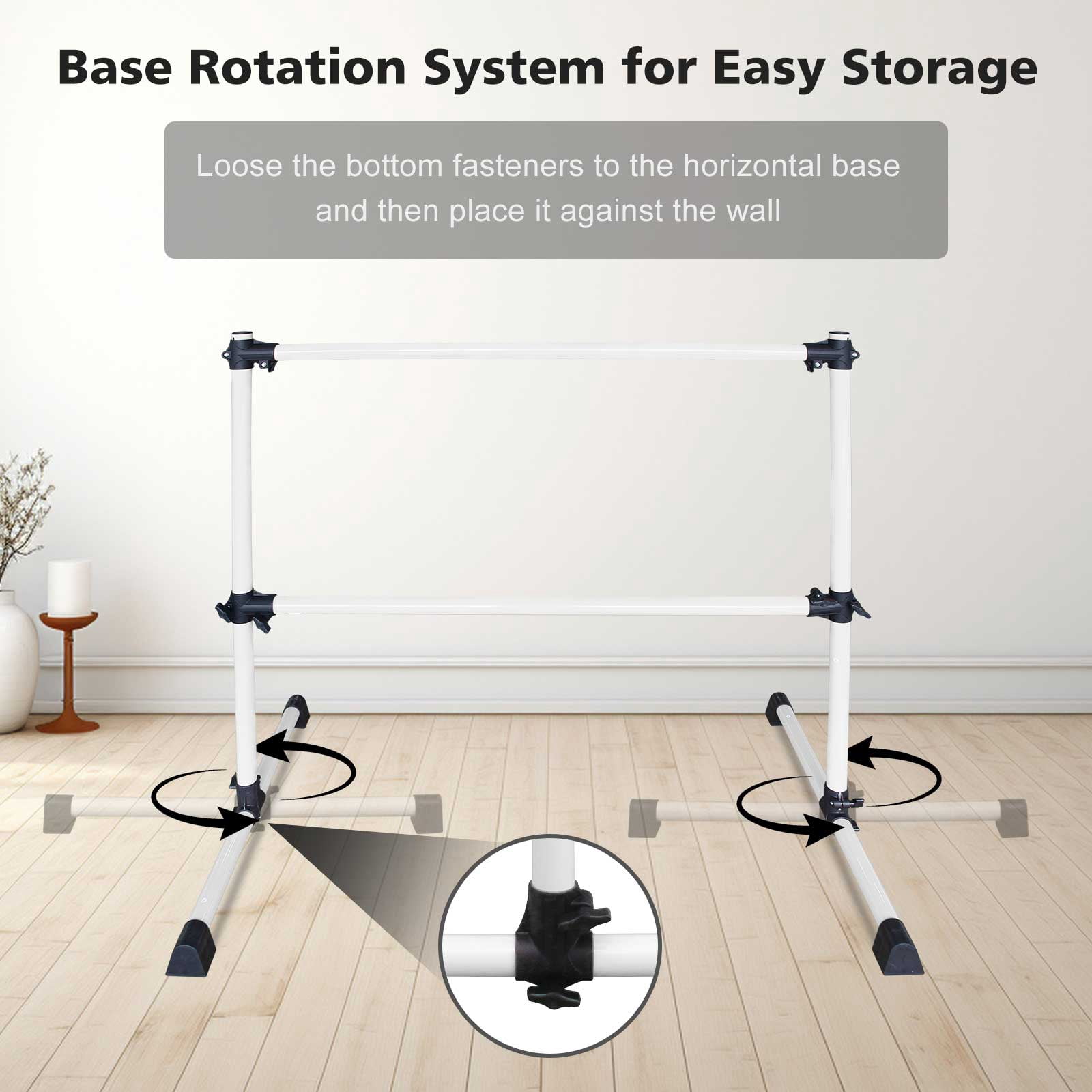 EUROCO 4FT Double Ballet Barre, Freestanding and Adjustable Dance Barre