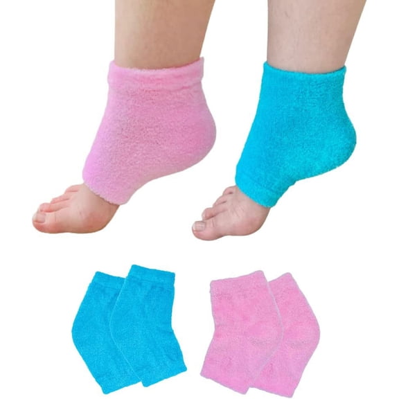 Moisturizing Heel Socks Gel Heels Open Toe to Heal and Treat Dry Feet, Heels Cushion Cup, Crack Heel Treatment, Pain Relief from Cracking Foot Skin, Soft Fabric for Men and Women - 2 Pairs