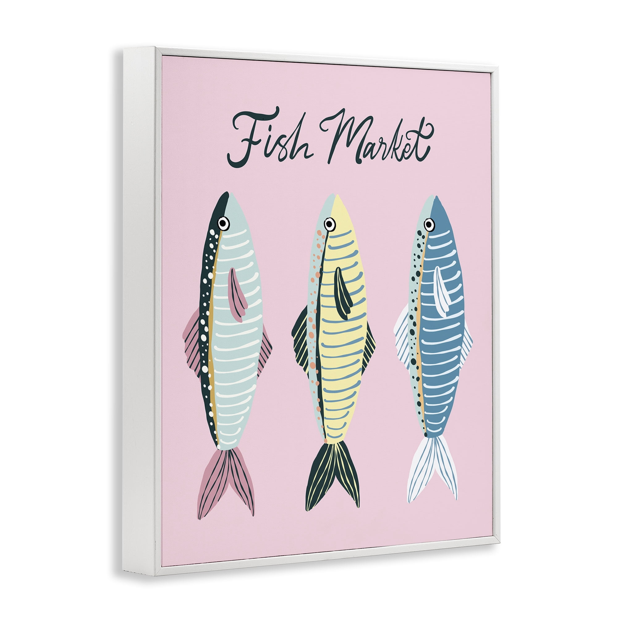 Stupell Industries Quirky Coastal Fish Market White Framed Giclee Art, design by Hey Bre! Creative Studio