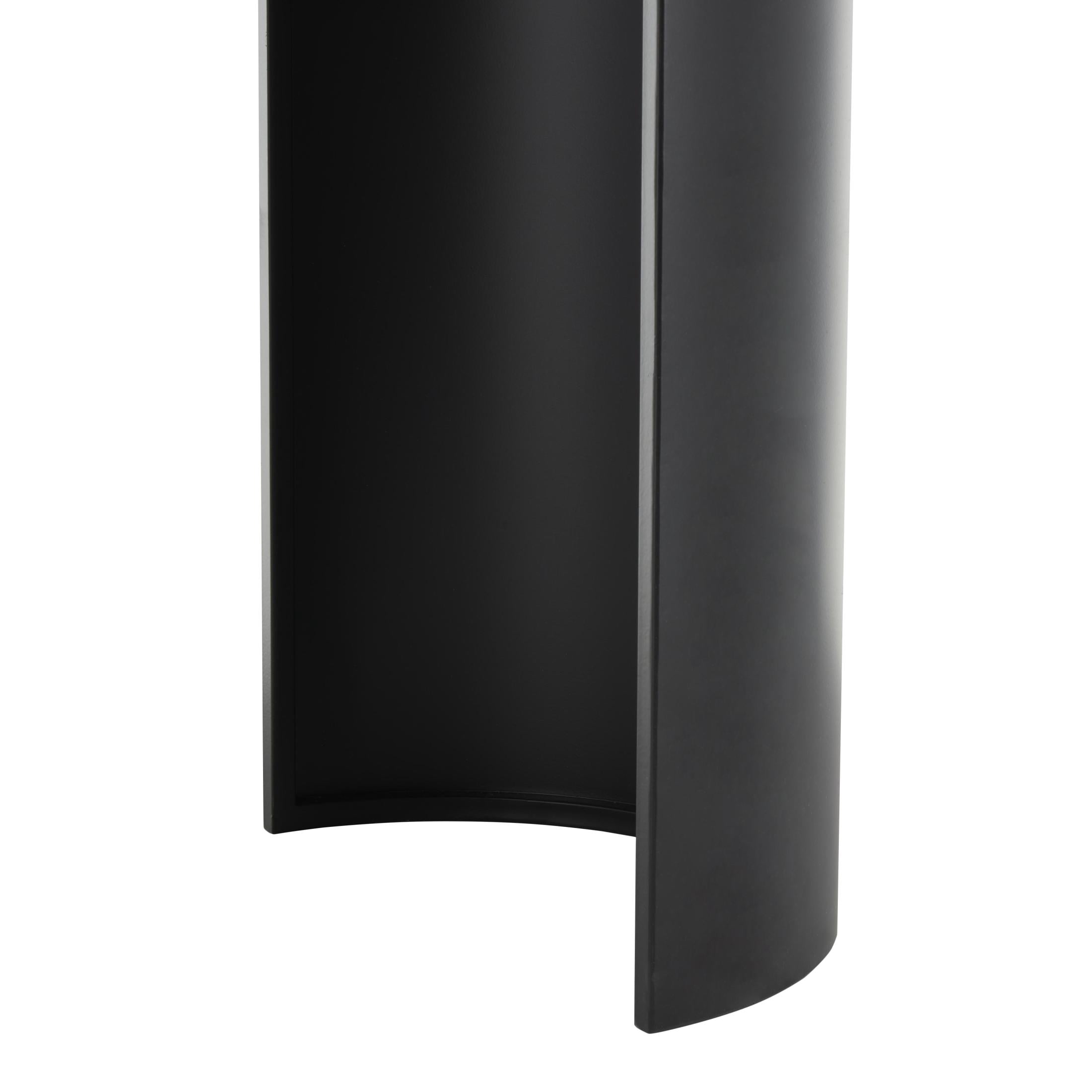 DecMode 47" x 31" Black Wood Curved Crescent Console Table with Brown Wood Oval Tabletop, 1-Piece