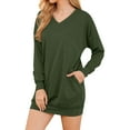 thumbnail image 4 of STARVNC Women Solid Color V Neck Long Sleeves Sweatshirt with Pockets, 4 of 7