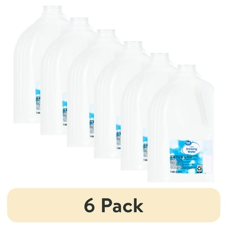 (6 pack) Great Value Drink Water, 1 Gallon Jug