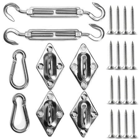 Diy Outdoor Shade Structures 8Pcs Stainless Steel Outdoor Sun Sail Shade Canopy DIY Fixing Fittings Hardware Accessory Tools Kit ()