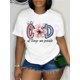 thumbnail image 1 of Camiseta con estampado floral y letras, manga corta informal para primavera y verano, para mujer, para adultos, hombres, mujeres, adolescentes, jóvenes., 1 of 6