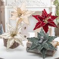 thumbnail image 2 of 26CM Christmas Flower Red Gold Glitter Fleece Simulation Fake Flower Xmas Tree Pendants Merry Christmas Flower Hanging Ornaments, 2 of 5