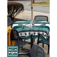 thumbnail image 4 of Outdoor Tablecloth with Umbrella Hole and Zipper, Teal Blue Anchor Square Table Cloth 54x54 Inch Waterproof Tablecloth, Nautical Summer Beach Coastal Ocean Picnic Table Cover for Patio Camping, 4 of 7