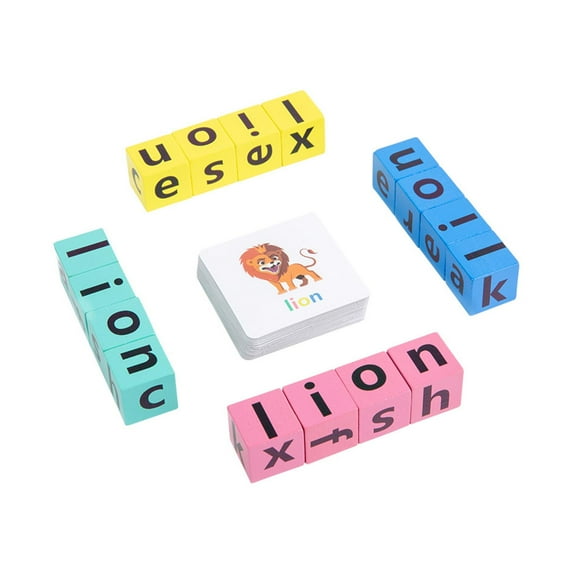 Letter Spelling Block Wooden Alphabet Flashcards Spelling Toys for Preschool