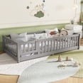 thumbnail image 2 of Bellemave Twin Size Floor Bed with Door and Fence Floor Bed with Bed Slats Sturdy Wood Floor Bed Montessori Bed Frame(Twin, Gray), 2 of 11