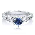 thumbnail image 2 of Gem Stone King 0.86 Ct Blue Created Sapphire White Created Sapphire 925 Sterling Silver Ring (Size 7), 2 of 2