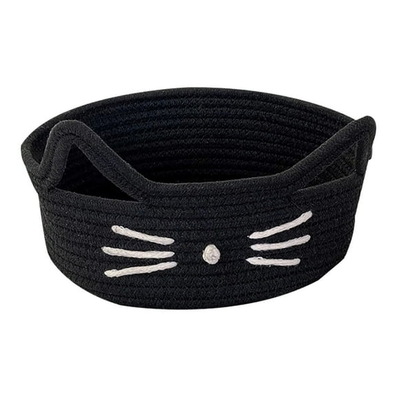 VogueV Cat Ear Cotton Rope Basket – Cute Woven Storage Bin for Nursery, Bathroom Towels, Toys, Books, Machine-Washable, Collapsible, Eco-Friendly Gift for Cat Lovers & New Parents, A Storage Basket