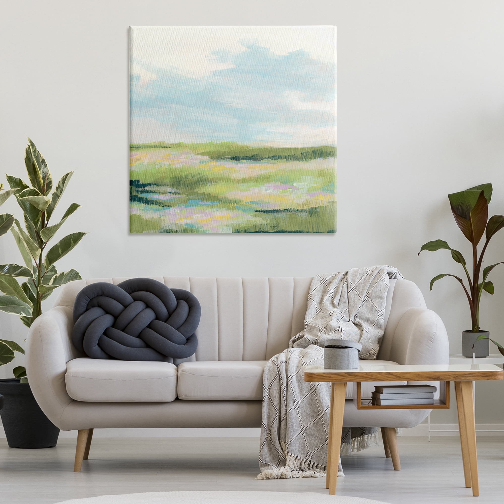 Stupell Industries Brushed Meadow & Sky Landscape & Nature Painting Wrapped Canvas Art Print Wall Art, 36 x 36
