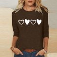 thumbnail image 2 of Plebaso Chemises à Manches 3/4 pour Femmes, Hauts Amples avec Cœur Mignon, Blouses Décontractées à Col Rond Imprimées, 2 of 4