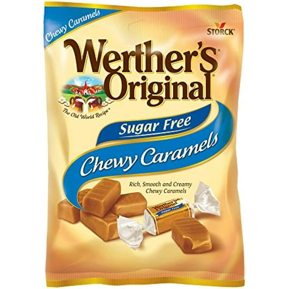 Werther's Original Chewy Sugar Free Caramel Candy, 1.46 Oz Bags (Pack of 12)