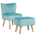 thumbnail image 1 of Costway Leisure Chair and Ottoman Thick Padded Velvet Tufted Sofa Set w/ Wood Legs Green, 1 of 10