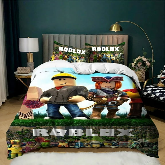 3pcs Roblox Duvet Cover Sets Soft and Breathable Bedding Set for Kids 3D Game Comforter Cover 1 Duvet Cover with Pillow Shams