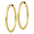 thumbnail image 2 of Real 14kt Yellow Gold Polished Endless Tube Hoop Earrings; for Adults and Teens; for Women and Men, 2 of 3