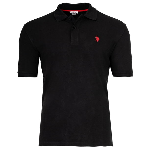 U.S. POLO ASSN. Polo de hombre - Piquet, logotipo bordado, algodón elástico Negro 2XL (XX-Large)