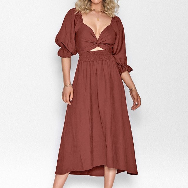 Vestido de una línea para damas Vestido suelto de cintura alta Suéter informal Vestido de viaje diario Hugtrwg Para estrenar