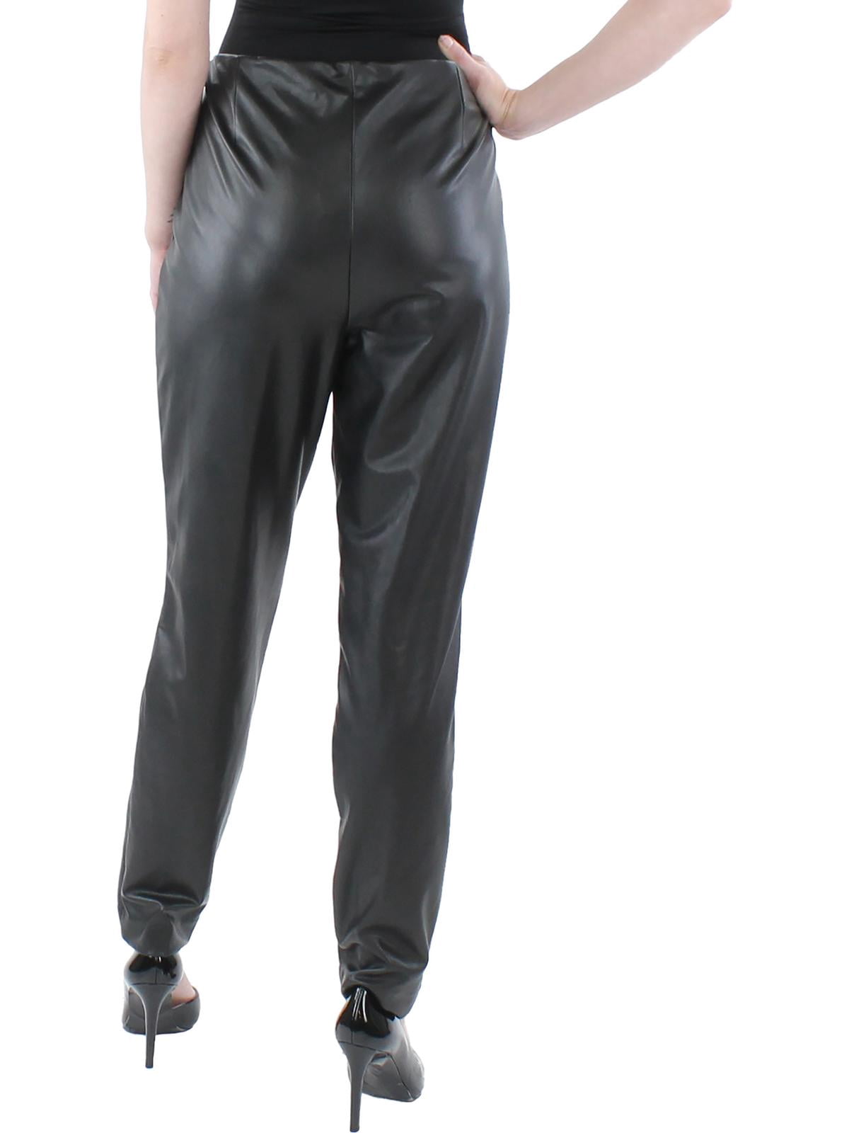 Anne Klein Womens Faux Leather Pintuck Leggings