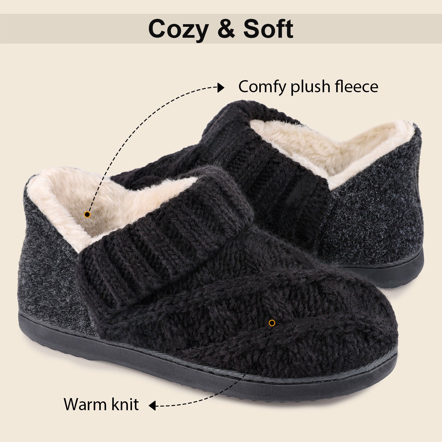 LongBay Women's Warm Wool Cable Knit Bootie Slippers photo 5
