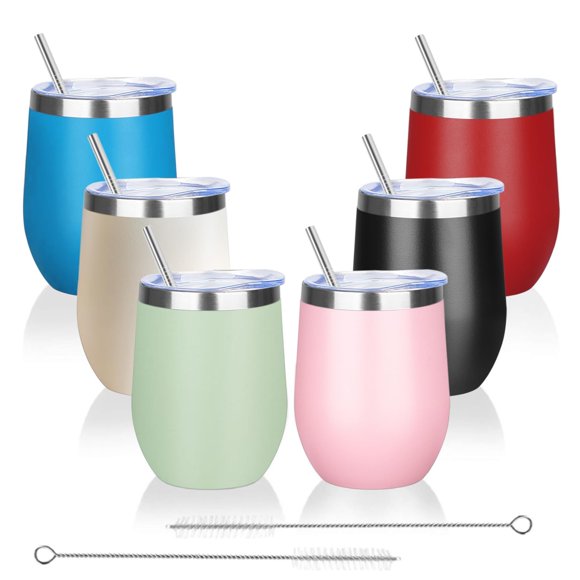 Vasos para vino YEBTS Life, 350 ml, 6 unidades, acero inoxidable