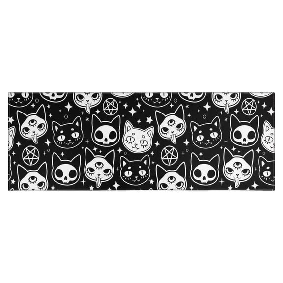 Bat Silhouette Halloween Pattern Kitchen Rug Mat,Kitchen Runner Rugs Non Skid Washable,Decorative Kitchen Floor Mats for Kitchen,Sink,Laundry,17"X47"