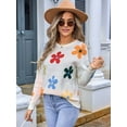 thumbnail image 4 of Cute Sweaters for Women Long Sleeve Floral Pullover Knitted Outerwear Y2K Tops Loose Winter Fall Outfits 2025 White M, 4 of 7