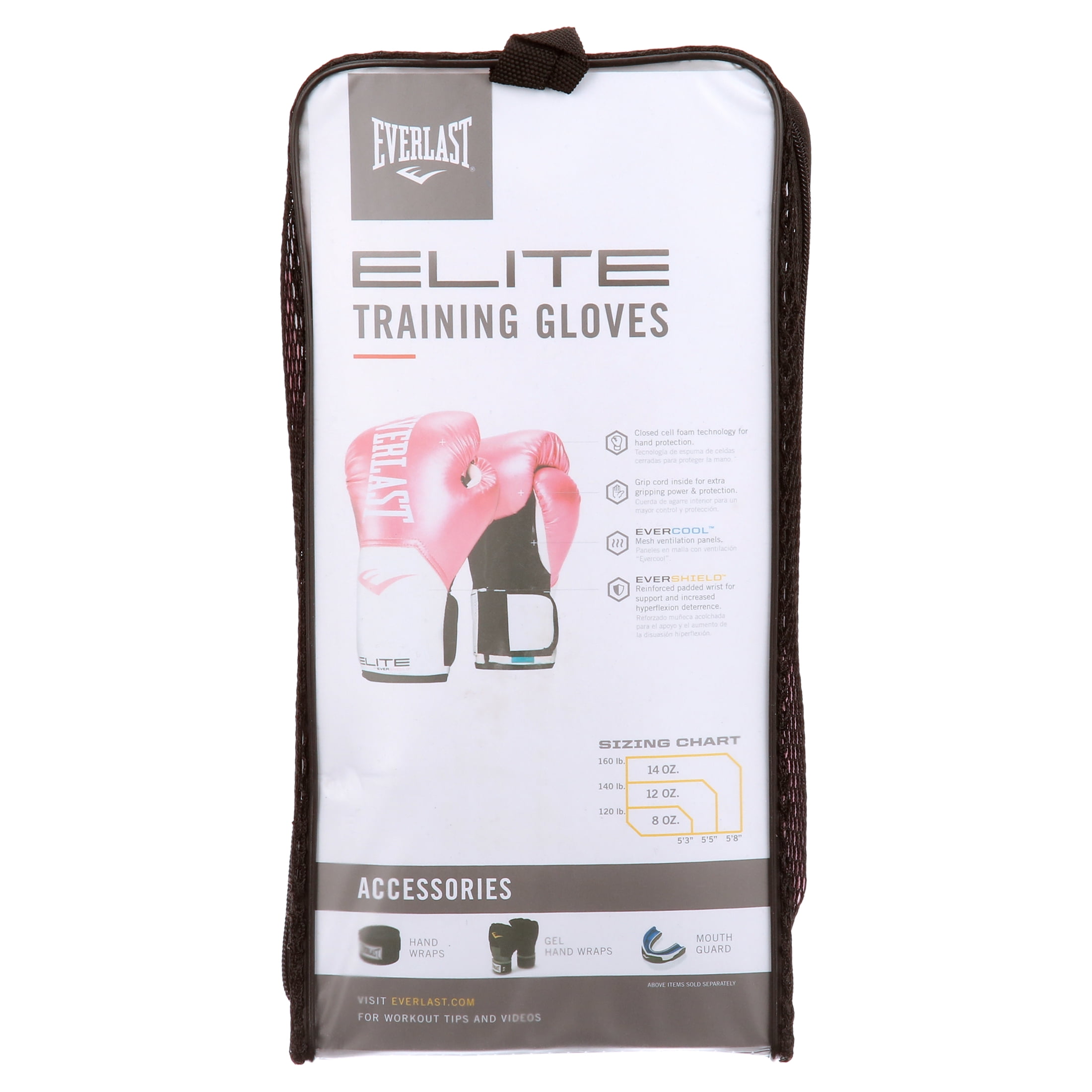 Everlast Elite Pro Style Guantes de entrenamiento, rosa/blanco, 12 onzas