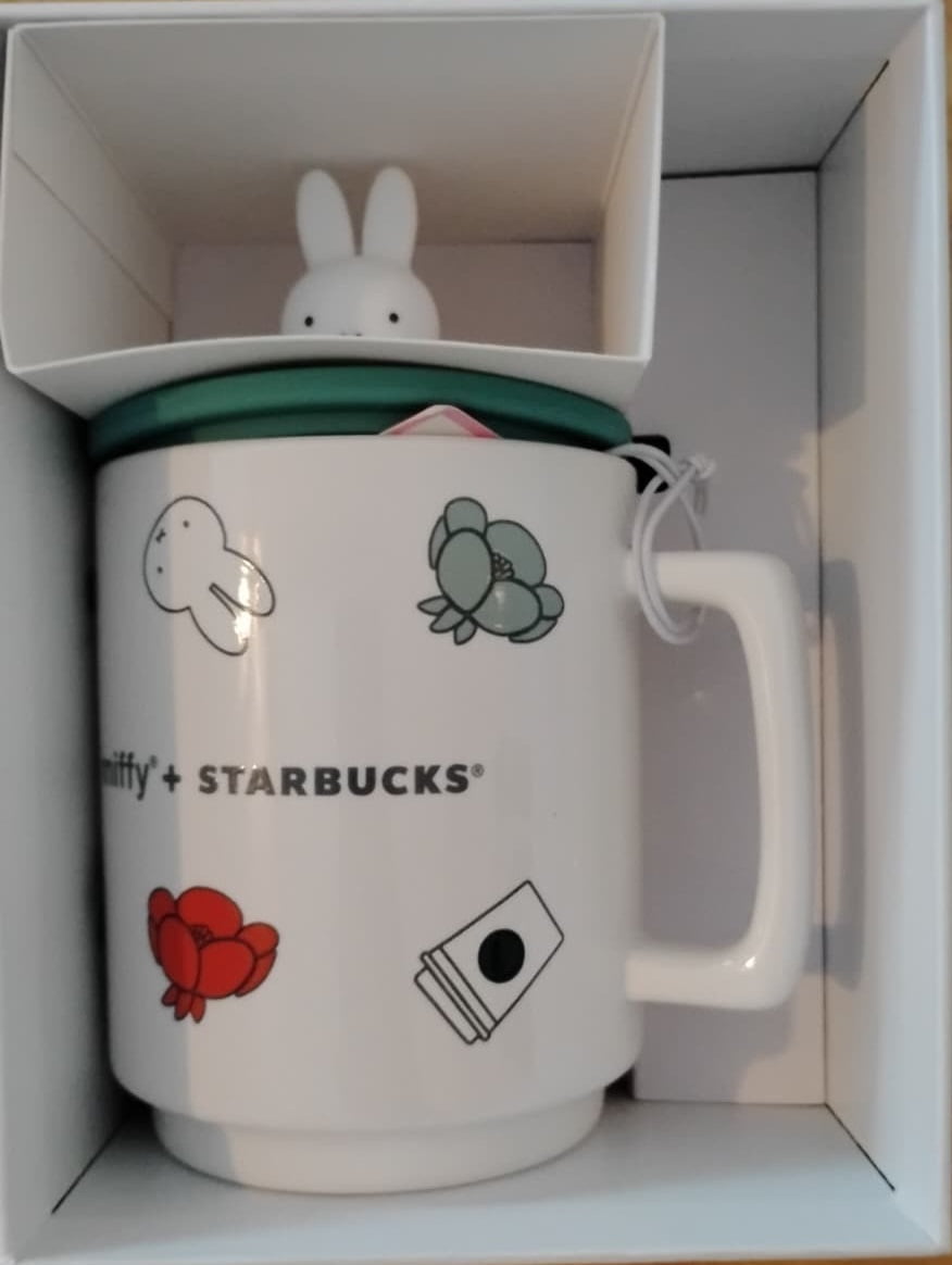 Starbucks X Miffy Ceramic Coffee Mug with Lid Limited Edition New with Box