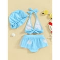 thumbnail image 4 of Bslissey Toddler Baby Girls Cute 3Pcs Bikini Swimsuit Sleeveless Halter Neck Tank Tops + Skirt Hem Shorts + Hat 9M-3T Infant Casual Summer Bathing Suits Beach Wear, 4 of 9