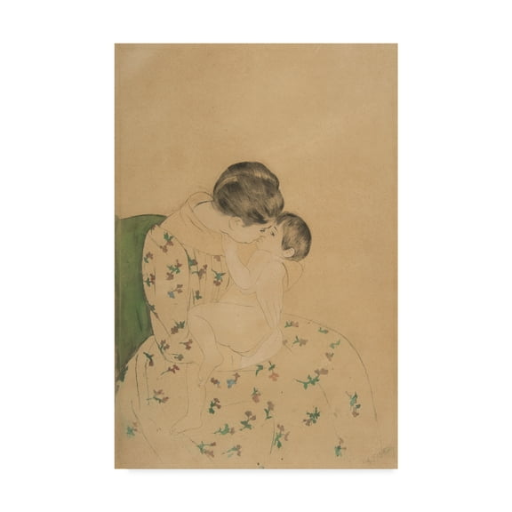 Trademark Fine Art 'Mothers Kiss' Canvas Art by Mary Stevenson Cassatt