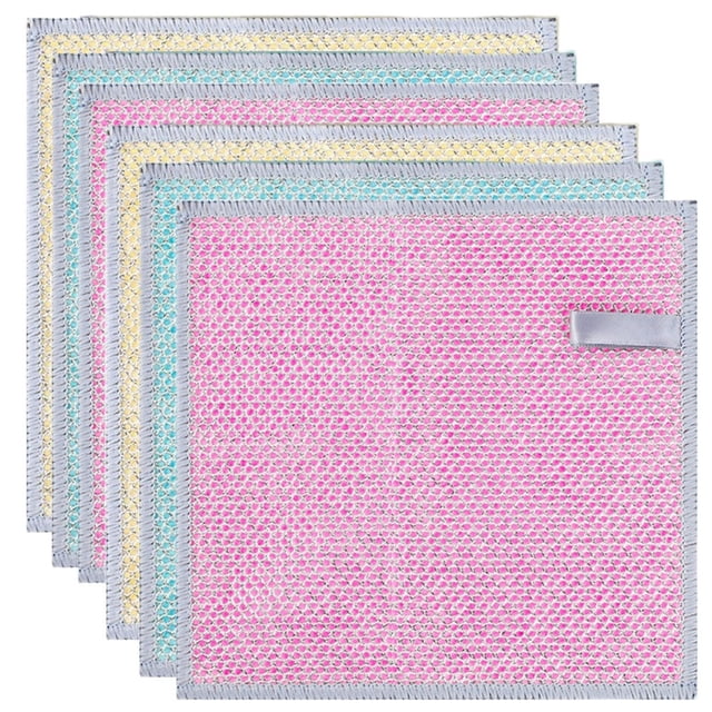 Chiffons de Vaisselle en Fil Argenté pour Cuisine, Chiffon de Nettoyage Double Face 20x20cm 1-10 Pcs