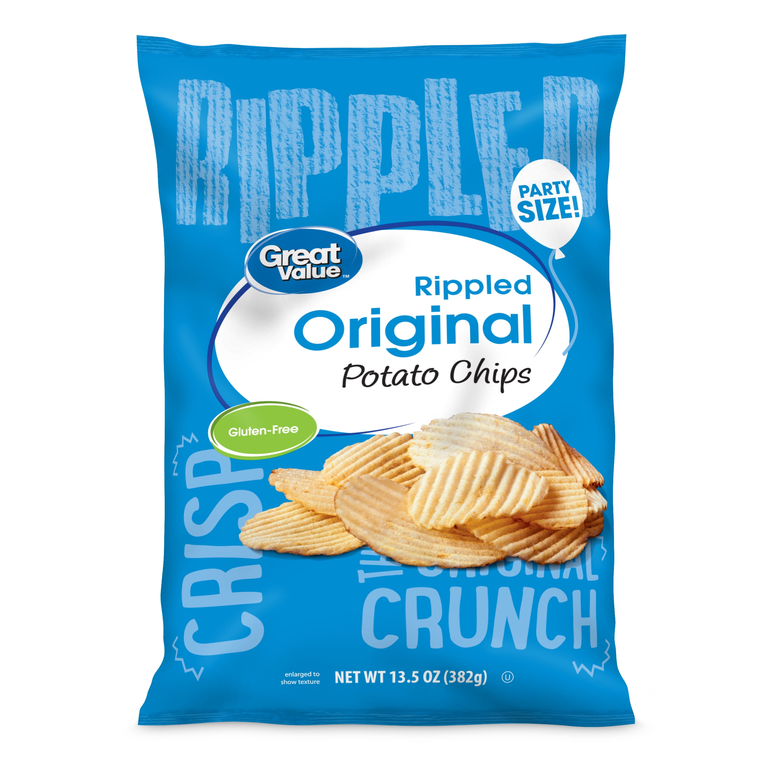 Great Value Original Rippled Potato Chips Party Size!, 13.5 oz
