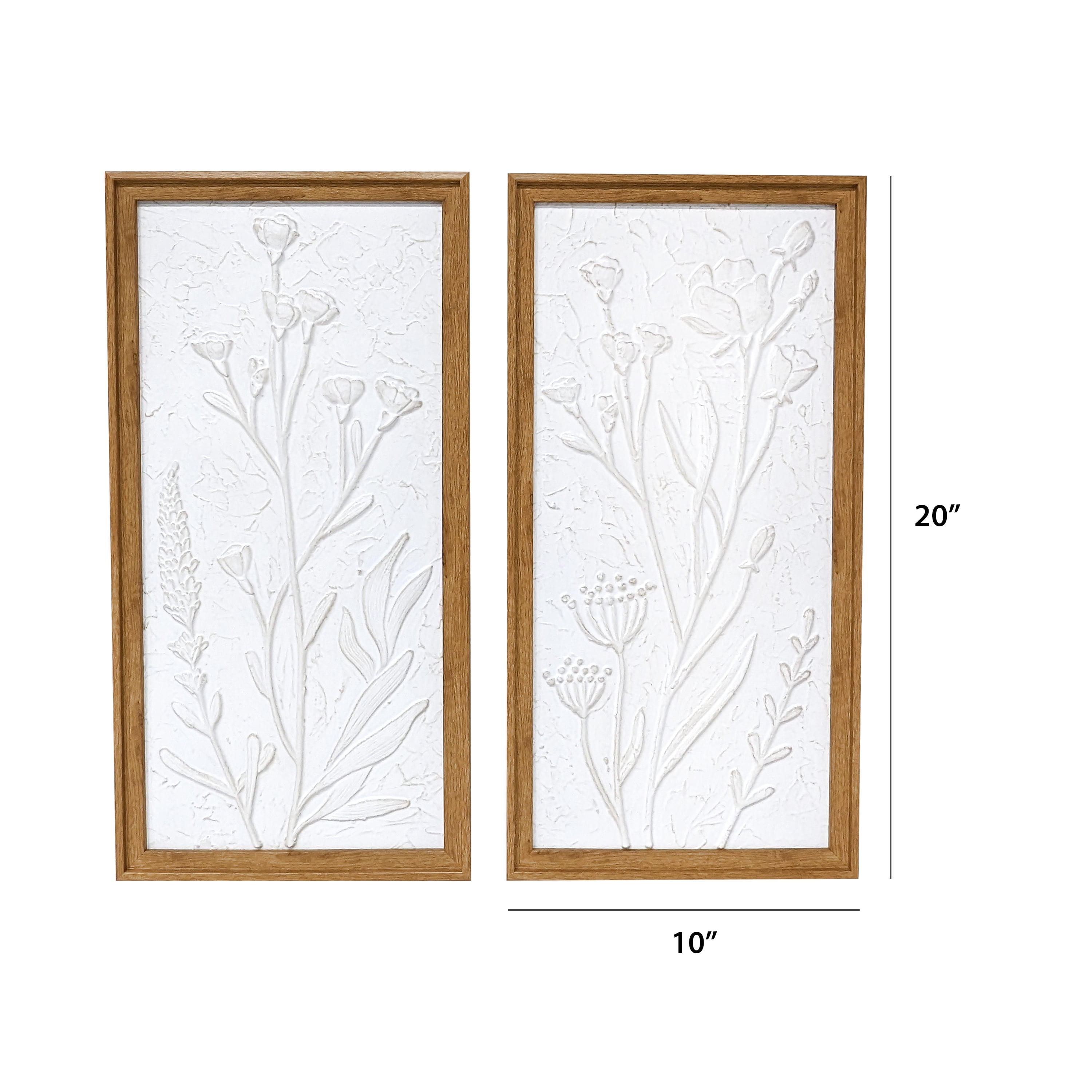 Harbortown White Floral Framed Art Print Set of 2, 10" x 20"