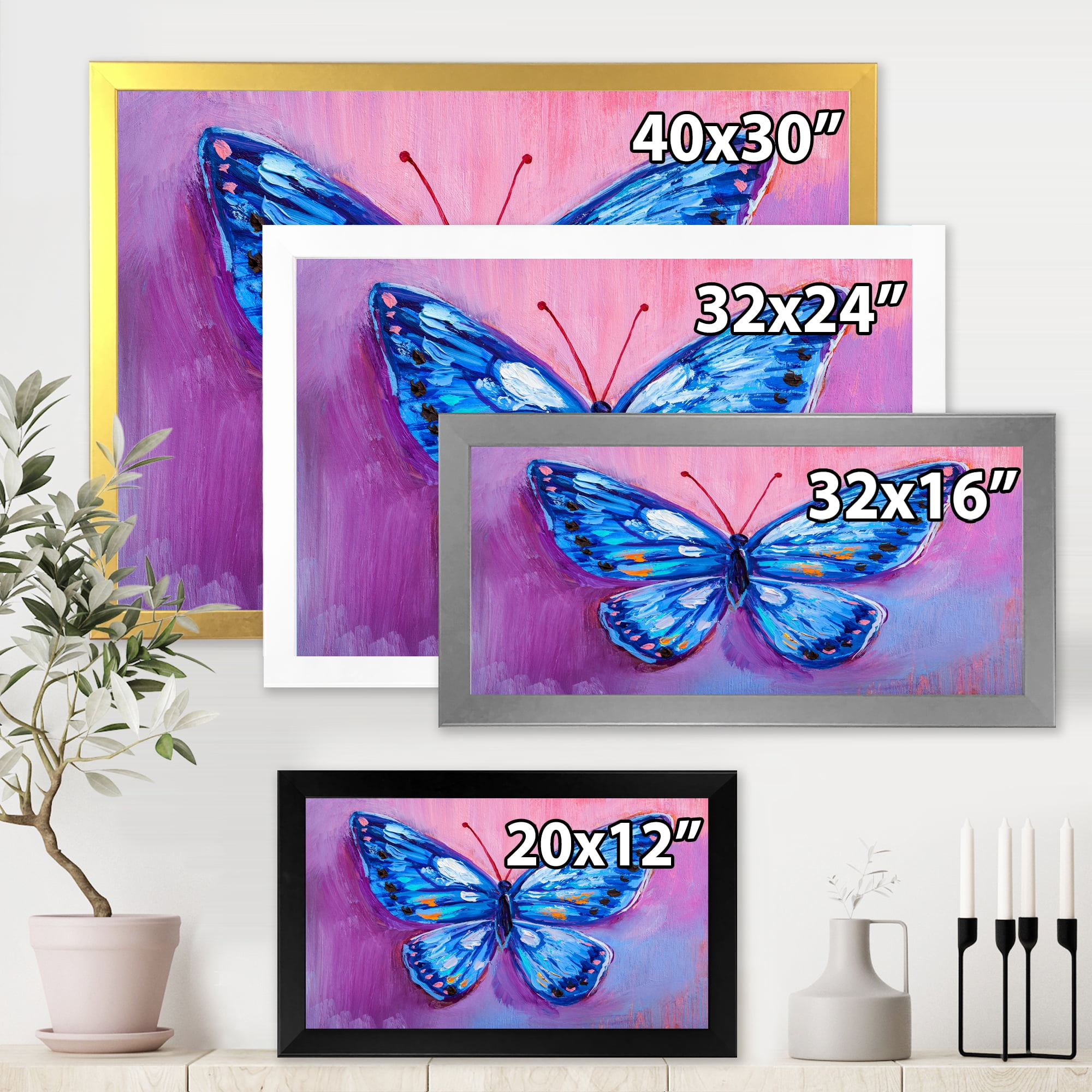 Designart 'Ancient Blue Butterfly I' Modern Framed Art Print