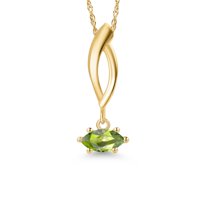 Gem Stone King 10K Yellow Gold Green Peridot Pendant Necklace for Women | 0.25 Cttw | Gemstone August Birthstone | Marquise 6X3MM | With 18 inch Chain
