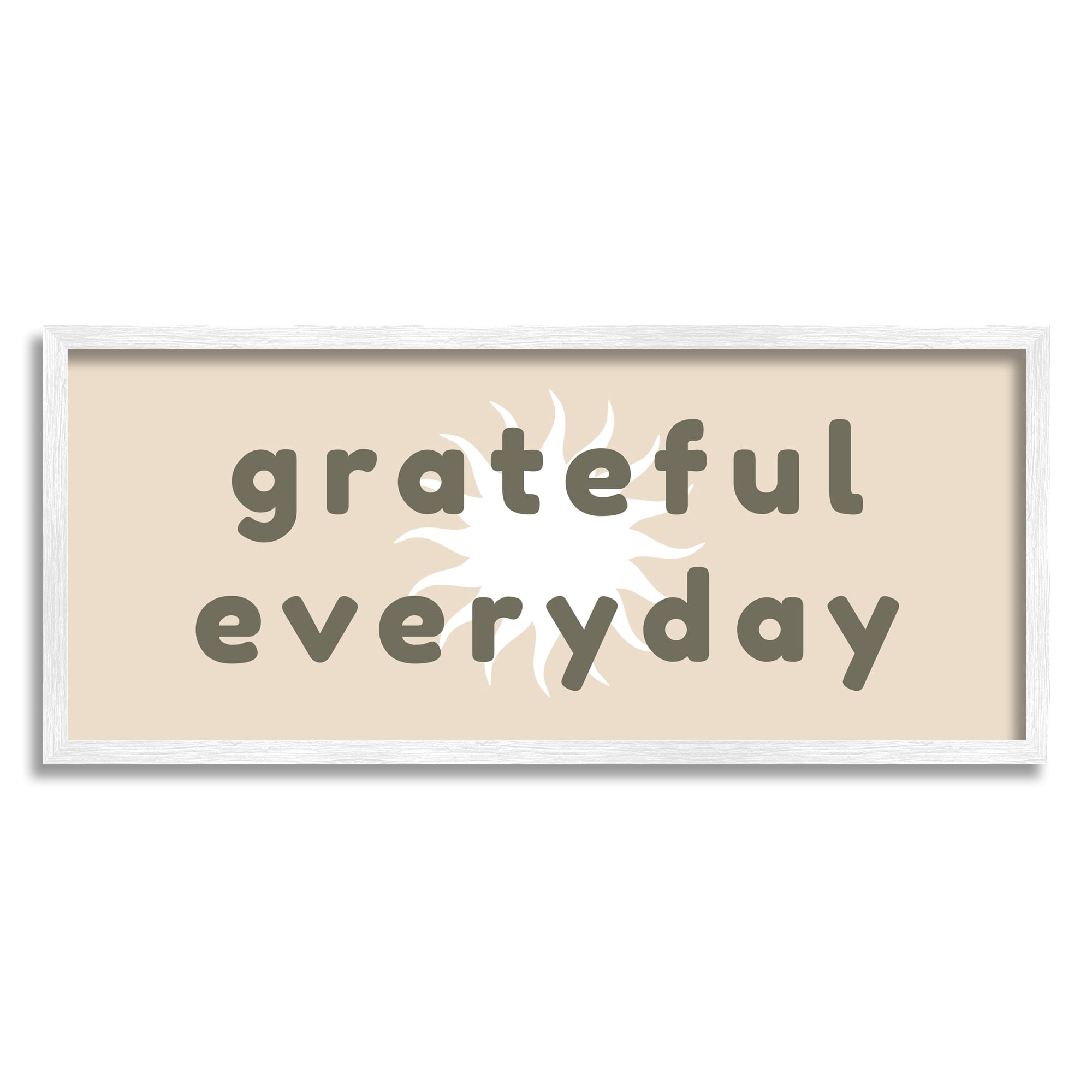 Stupell Industries Grateful Everyday Abstract Shining Sun Neutral Tones Graphic Art White Framed Art Print Wall Art, Design by Daphne Polselli