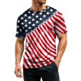 thumbnail image 3 of CIENVNSTG USA Flag Distressed Print T Shirt for Men 4th of July Themed Short Sleeve Crew Neck Casual Fit Patriotic Tee for Independence Day and Summer Daily Use Wine 3XL, 3 of 4