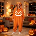 thumbnail image 6 of LILIYA Halloween Hooded Onesie, Warm Adult Jumpsuit, Plush Long Sleeve Loungewear for Couples, Comfy Bodysuit with Front Pockets, Soft One-Piece Pajamas, 6 of 8