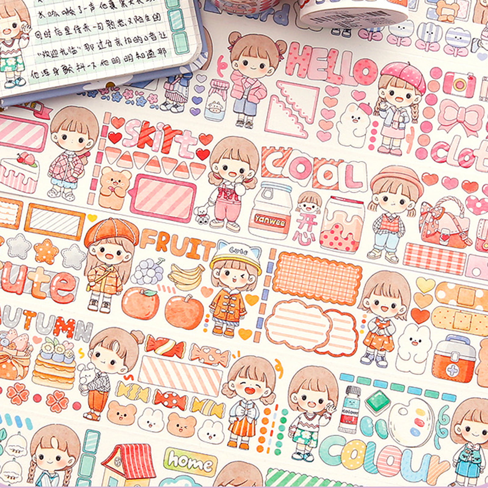 Set Of Notebook Kawaii Washi Tape Strips Cute Element Of Sticky Notes  Decorative Scotch Printable Stickers For Daily Planner Scrapbook And  Schedule Stock Illustration - Download Image Now - iStock
