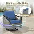 thumbnail image 4 of Planntonneo 3 Pieces Wicker Patio Furniture Sets-Swivel Rocker Chairs Set of 2 with Glass Side Table for Porch Deck Balcony Garden, Gray/Blue, 4 of 14