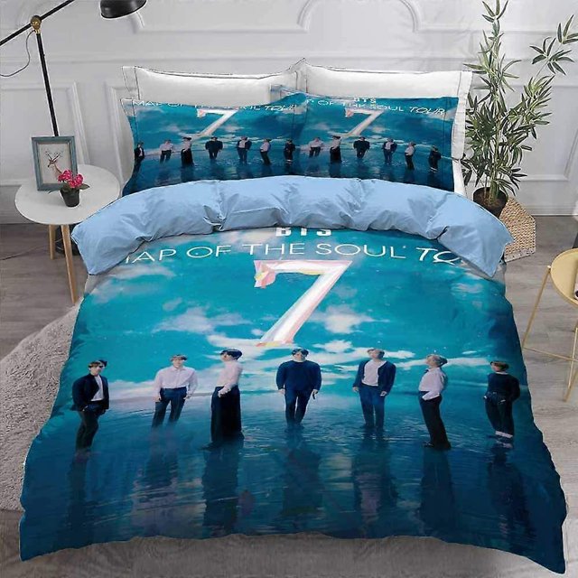 Juego de funda nórdica Map of The Soul, juego de ropa de cama BTS, funda de edredón ultra suave de 3 piezas, funda de edredón de microfibra cepillada doble con 2 fundas de almohada, tamaño Queen S
