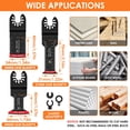 thumbnail image 3 of 12PCS Bi-Metal Oscillating Saw Blades Extra Long Arc Edge Multitool Cutting Blade Kit Multifunctional 31MM  34MM  44MM Blade with 3 Spacer Adapters for Metal Wood Precise Cutting, 3 of 9