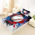 thumbnail image 4 of Erosebridal Baseball Sport Games Twin Sheet Sets,Watercolor Splatter Ink Bedding For Boys Teens 3 Pieces, 4 of 6